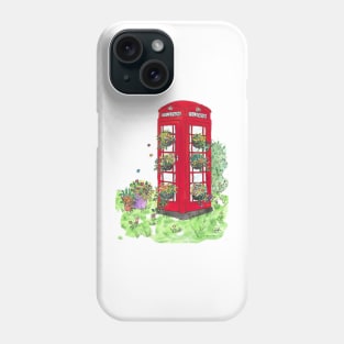 Red Telephone Box with Flowers Phone Case