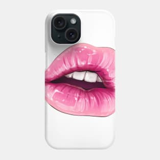 Hand-drawn parted sexy lips in barbie pink color Phone Case