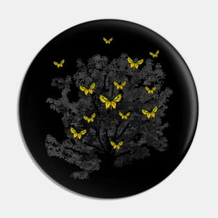 Yellow Butterflies in Silhouette Tree Pin