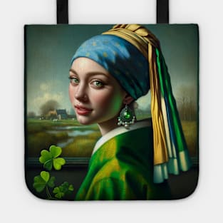 St. Paddy's Pearl: Girl with a Pearl Earring St. Patrick's Day Celebration Tote