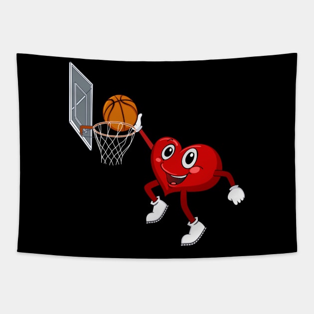 Valentines Day Heart Dunking Basketball - Valentine Shirts For Girls Boys Men Women Tapestry by paynegabriel