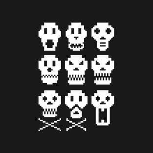 white pixel skulls T-Shirt