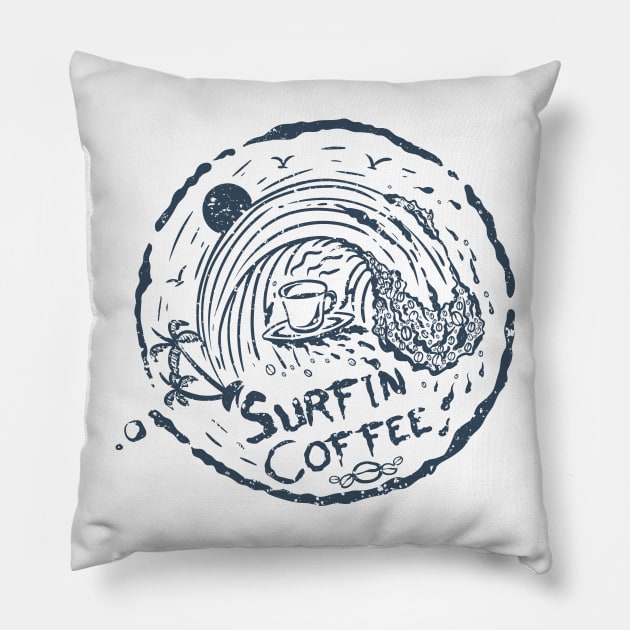 surfin coffee Pillow by ogdsg