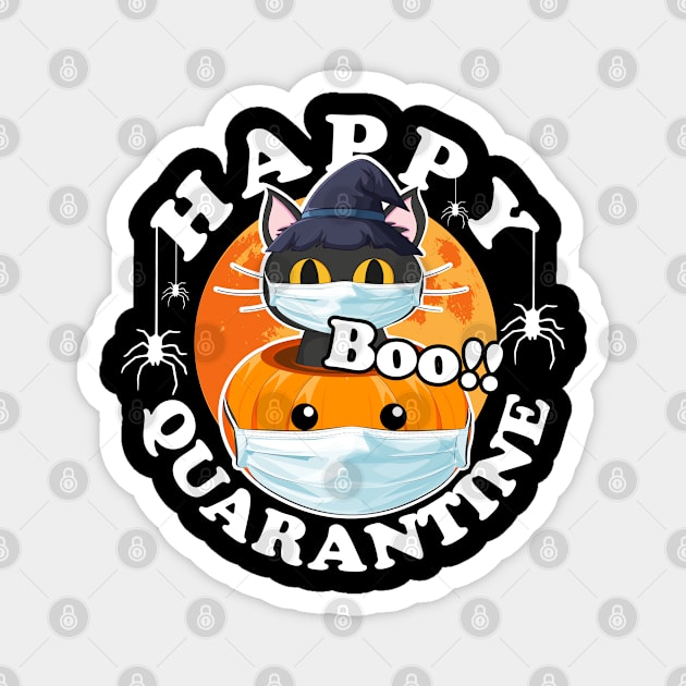 Happy Quarantine, Cat Pumpkin Face Mask Halloween Costume Magnet by Kawaii_Tees