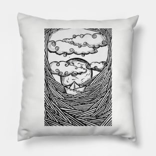 Aesthetic Lineart Seascape Pillow