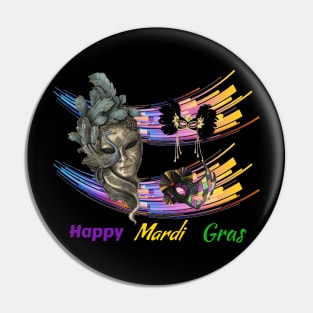 Colorful Mardi Gras Mask Pin