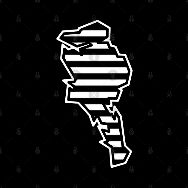 Quadra Island Silhouette in Black and White Lined Pattern - Stripes - Quadra Islandd by Bleeding Red Paint