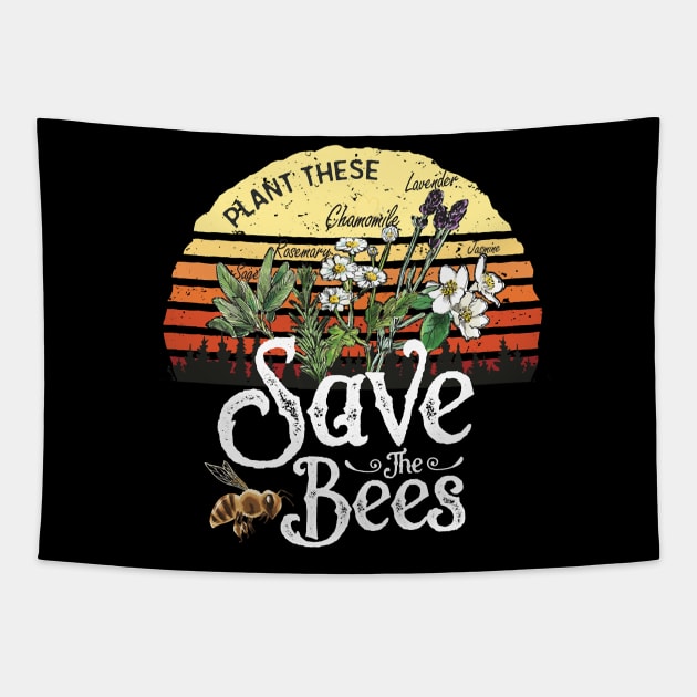 Vintage Plant These Save The Bees Gift Tapestry by lostrigglatrine