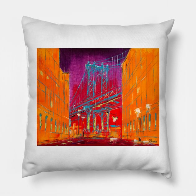 Manhattan Bridge. New York Pillow by NataliaShchip