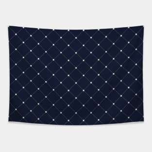 Blue square dotted lined pinstripe pattern Tapestry