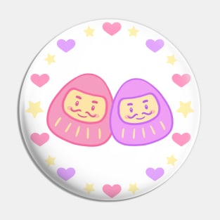 Cute pastel Daruma doll couple Pin