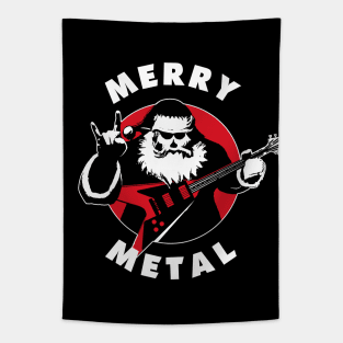 Merry Metal | Santa Claus Playing Heavy Metal Guitar Tapestry