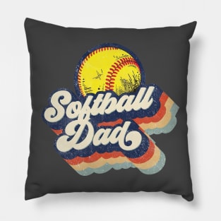 Retro Softball Dad Father's Day Pillow