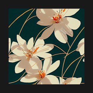 Beautiful Stylized White Flowers, for all those who love nature #188 T-Shirt