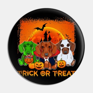 Halloween Dachshund trick or treat T Shirt Dachshund gift Pin