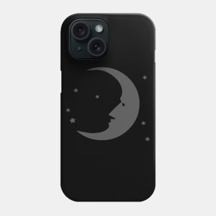 Crescent Moon Face and Stars Phone Case