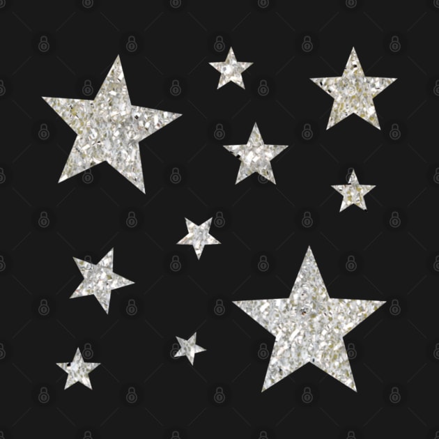 Silver Faux Glitter Stars by Felicity-K