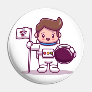 Cute Astronaut Kid Cartoon Vector Icon Illustration Pin