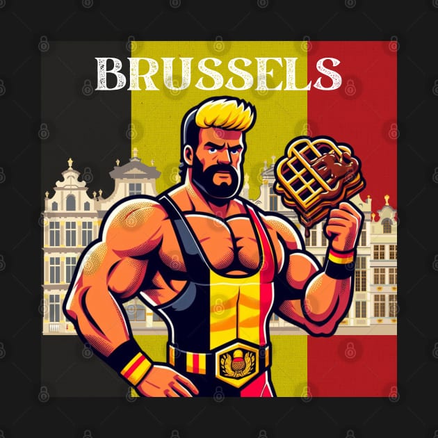 Brussels Grand Place Wrestler Waffles by Woodpile