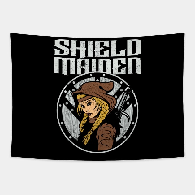 Shieldmaiden Viking Warrior Shield Maiden Tapestry by RadStar