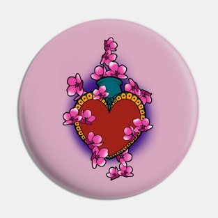 Cashed heart with cherry blossom confetti Pin