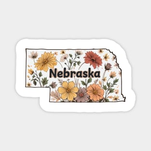 Nebraska Flowers Map Magnet