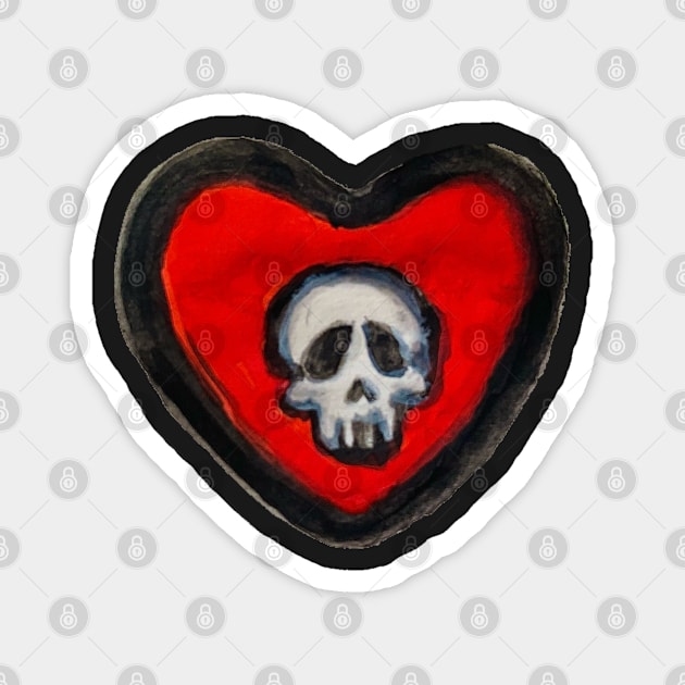 Skull Heart Magnet by LuvbuzzArt