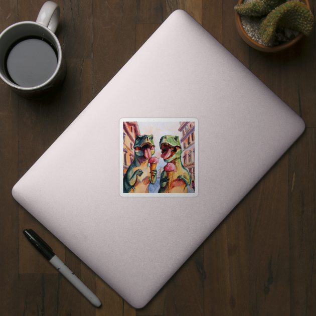 T-Rex couple in Rome - Dinosaur - Sticker | TeePublic