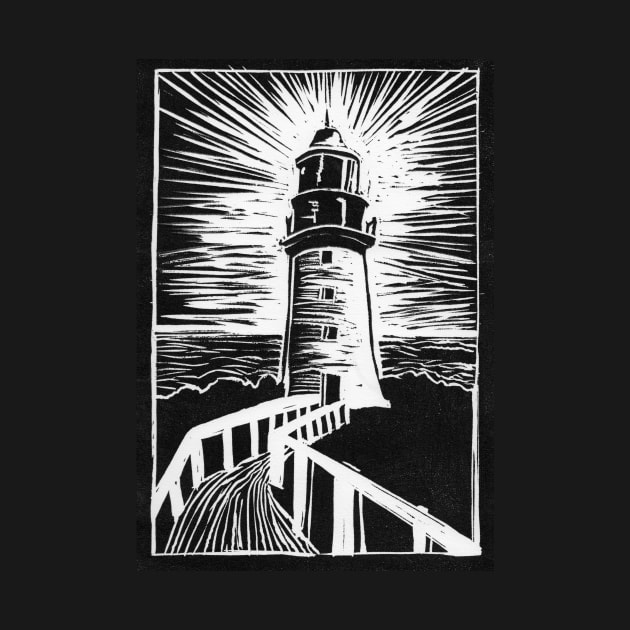 Lighthouse Linocut by TinaPrints