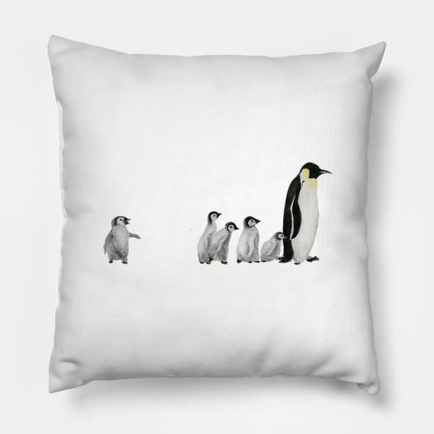 little penguin says No I am not going to school Pillow by colorandcolor