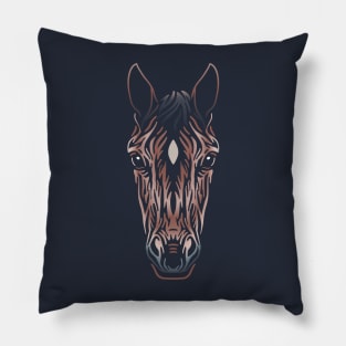 Horse Head Tattoo Illustration Pillow