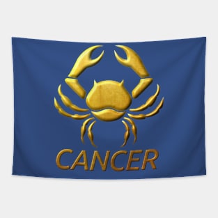 Golden Cancer Zodiac Sign Relief Stamped In Gold Tapestry