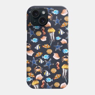 watercolour marine animals Phone Case