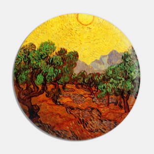 Olive Trees with Yellow Sky and Sun by Vincent van Gogh Pin