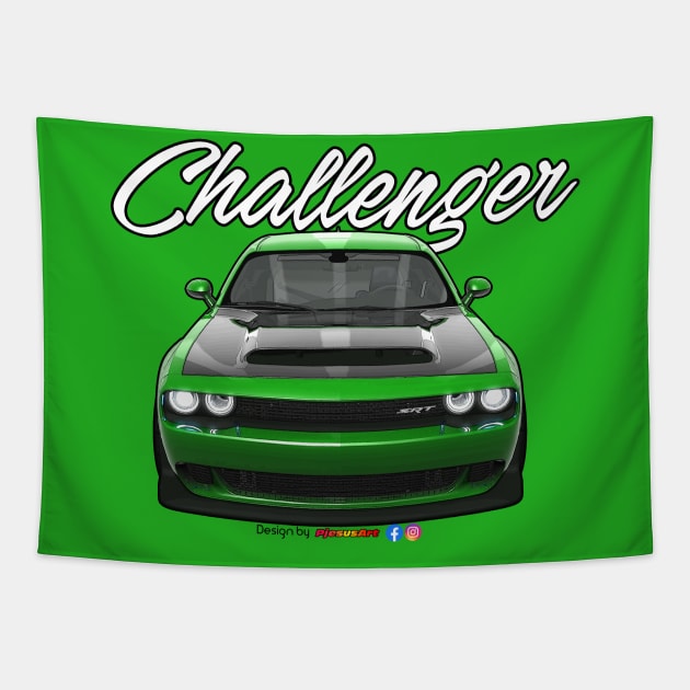 Challenger SRT Green by pjesusart Tapestry by PjesusArt