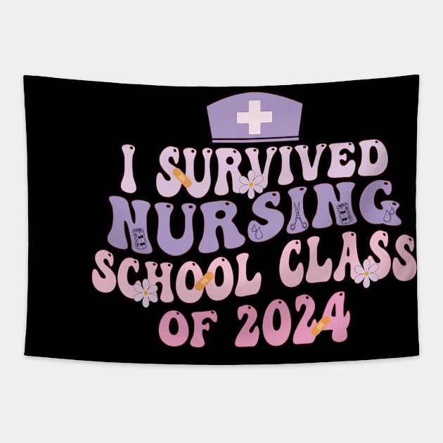 I Survived Nursing School 2024 RN ER Nurse Graduation Gifts Tapestry by David Brown