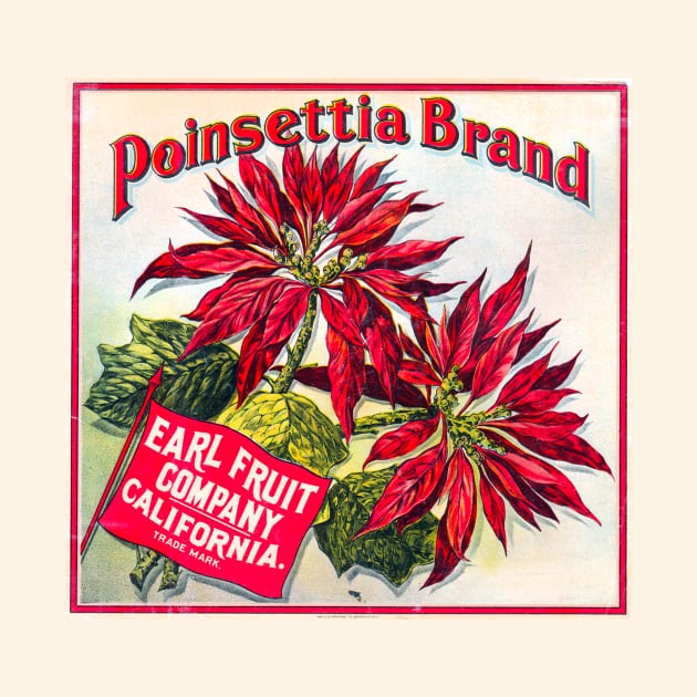 Poinsettia Brand crate label, circa 1900-1909 by WAITE-SMITH VINTAGE ART