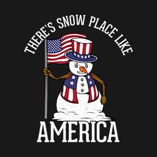 Vintage American Flag Christmas Patriotic Gifts For Snow Men T-Shirt