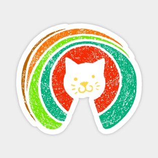 Open Source Cat Face Rainbow Colors On Dark Back Magnet