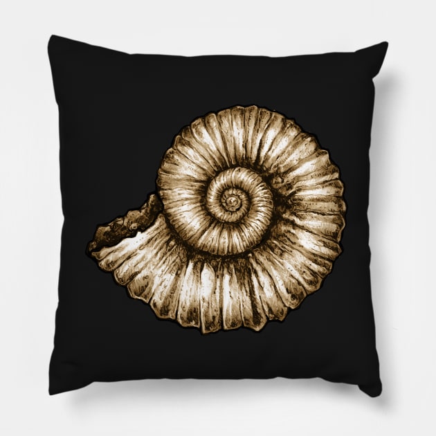 Ammonite Fossil Pillow by CassWArt