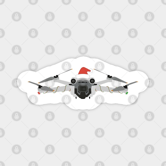 Festive DJI Mini 3 Pro Santa hat with garland Magnet by Oddoty