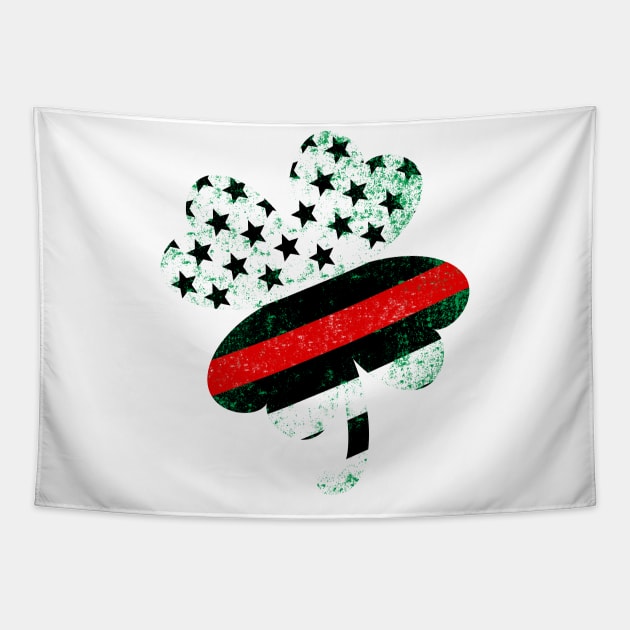 Shamrock shaped symbol with red line flag for Firefighters Tapestry by CMDesign