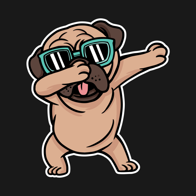 Cool Dabbing Fawn Pug with Sunglasses by SLAG_Creative
