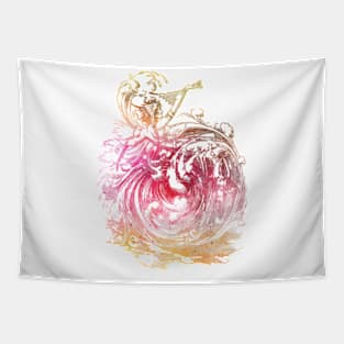 Mermaid Wave In Sunset Tapestry