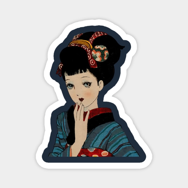 Kimono girl vintage japanese art style Magnet by geekmethat