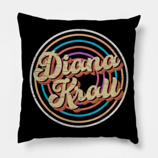 vintage circle line color Diana Krall Pillow