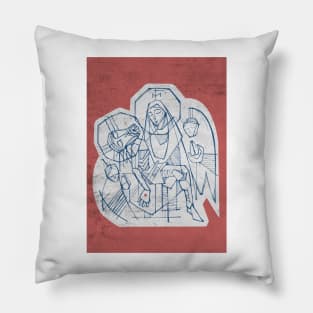 Virgin Mary holding Jesus Christ at his passion Pillow