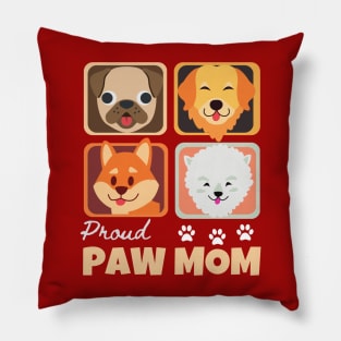 Paw Mom Cute Dog Valentine Gift Pillow