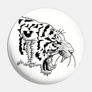 Angry tiger with India ink Pin