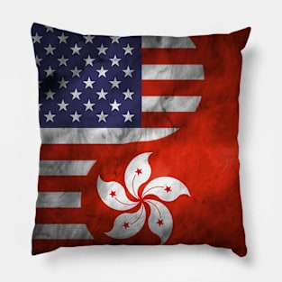 USA and Hong Kong Dual Flag Yin Yang Combination Pillow